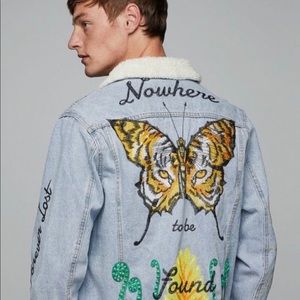 (RARE) ZARA MAN EMBROIDERED DENIM JACKET - LARGE